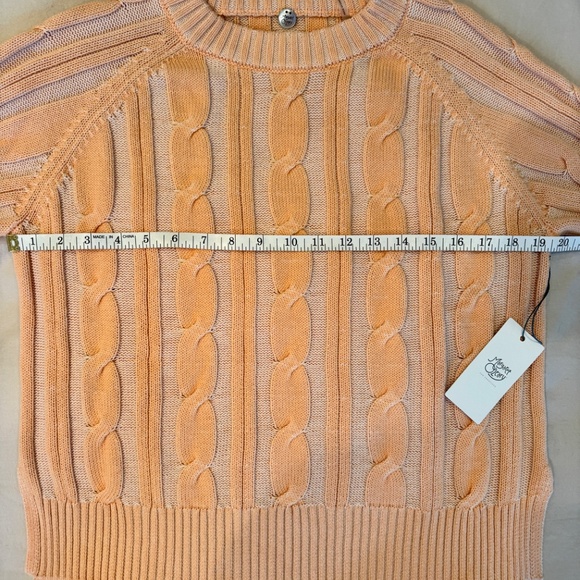 NWT Margaret O’Leary Cable Knit Crewneck Sweater – Peach, Size S - Picture 11 of 13